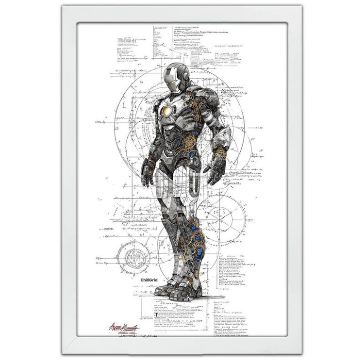 تابلو بکلیت طرح مرد آهنی Iron Man مدل W-po1594 فریم سفید