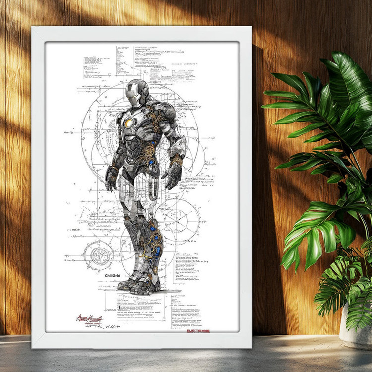 تابلو بکلیت طرح مرد آهنی Iron Man مدل W-po1594 فریم سفید