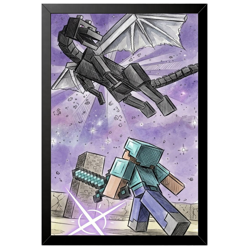 تابلو بکلیت طرح گیمینگ ماینکرفت Minecraft مدل B-po2262 فریم مشکی