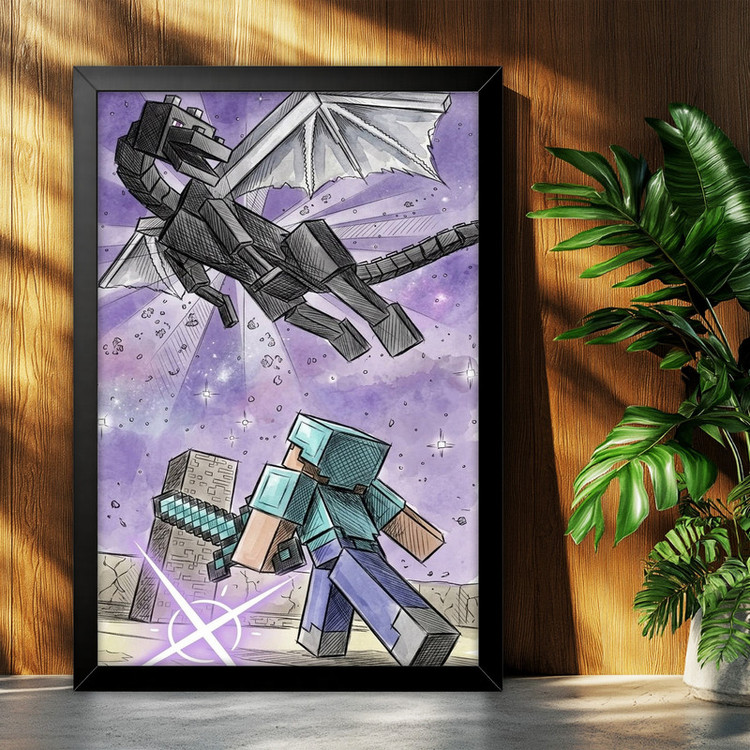 تابلو بکلیت طرح گیمینگ ماینکرفت Minecraft مدل B-po2262 فریم مشکی
