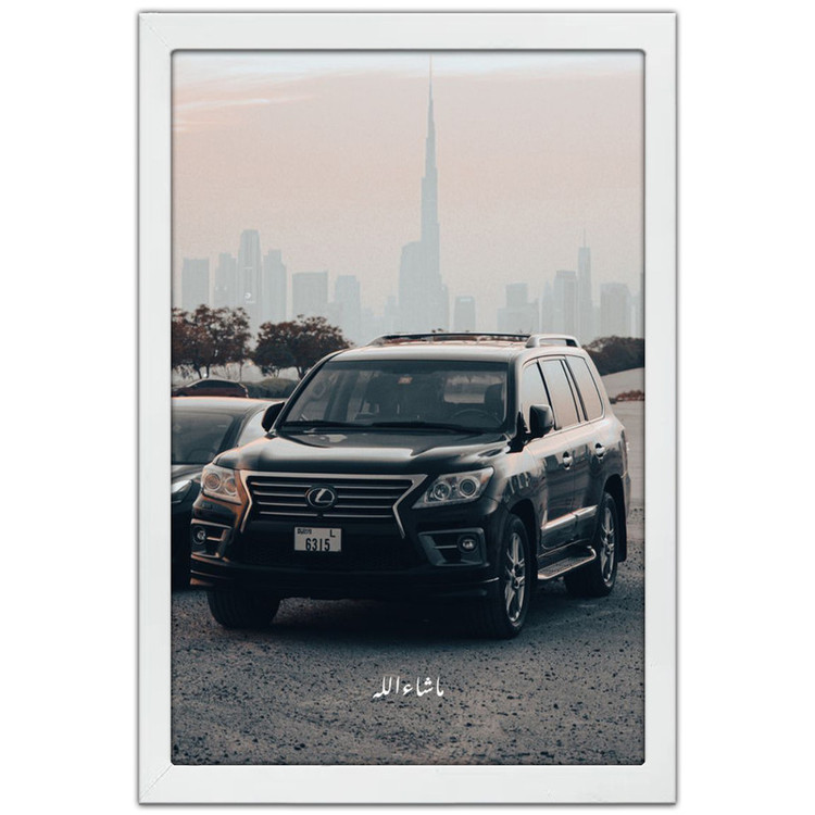 تابلو بکلیت طرح ماشین و خودرو لکسوس Lexus LX 570 مدل W-po1988 فریم سفید