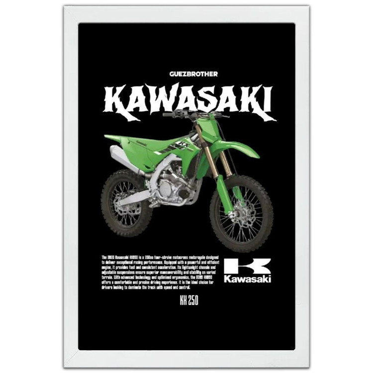 تابلو بکلیت طرح موتور کاوازاکی Kawasaki KX 250 مدل W-po1896 فریم سفید