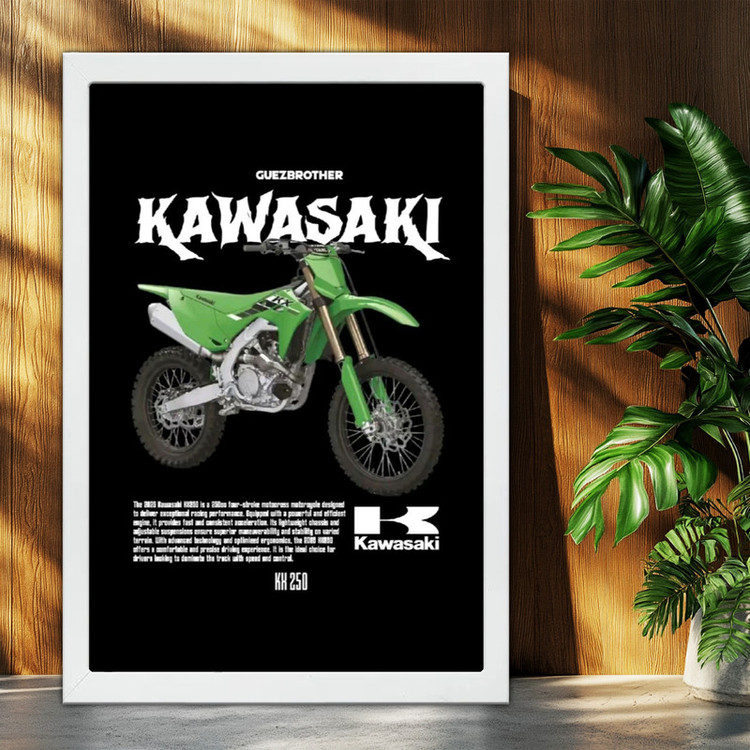 تابلو بکلیت طرح موتور کاوازاکی Kawasaki KX 250 مدل W-po1896 فریم سفید