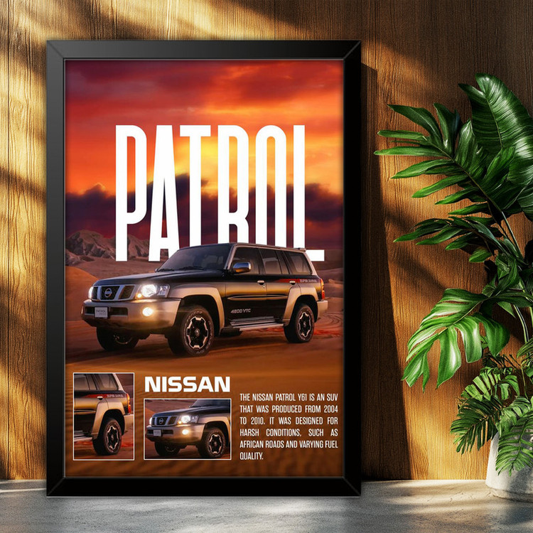 تابلو بکلیت طرح ماشین و خودرو نیسان Nissan Patrol مدل B-po1998 فریم مشکی