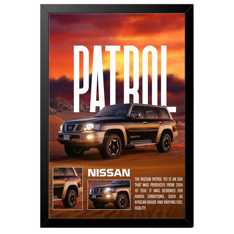 تابلو بکلیت طرح ماشین و خودرو نیسان Nissan Patrol مدل B-po1998 فریم مشکی