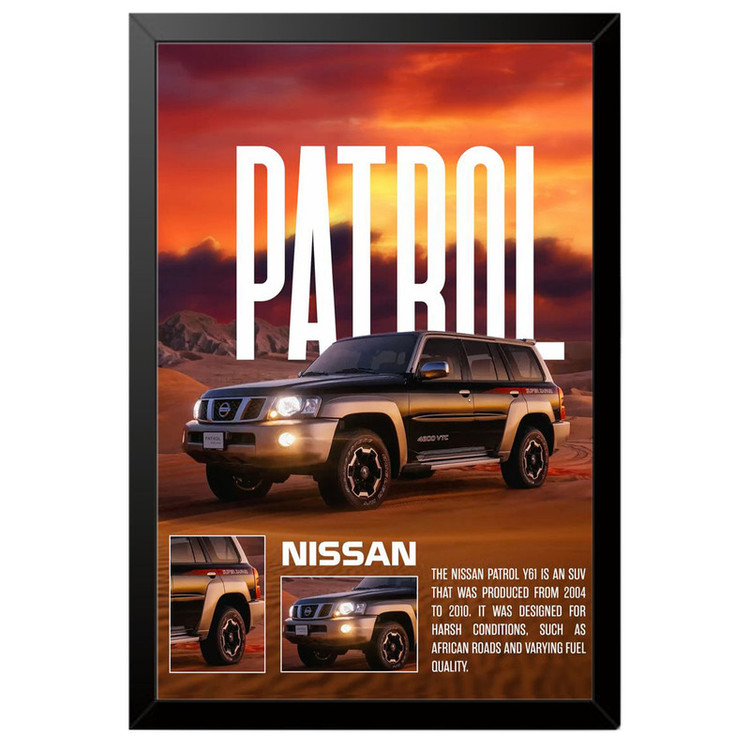 تابلو بکلیت طرح ماشین و خودرو نیسان Nissan Patrol مدل B-po1998 فریم مشکی