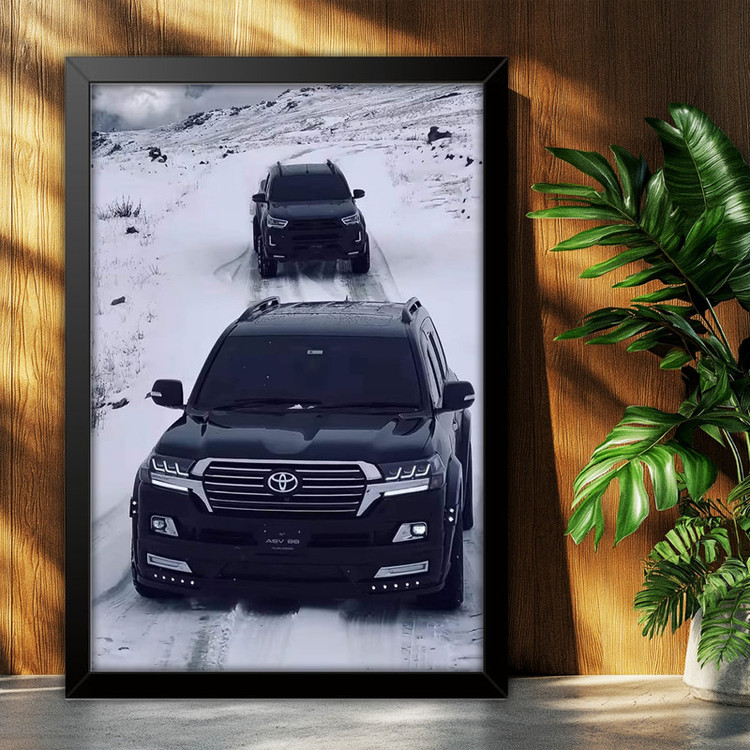 تابلو بکلیت طرح ماشین و خودرو تویوتا لندکروز Toyota LandCruiser مدل B-po1954 فریم مشکی