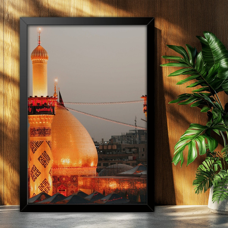 تابلو بکلیت طرح حرم مطهر امام حسین علیه السلام (کربلا) مدل B-po2136 فریم مشکی