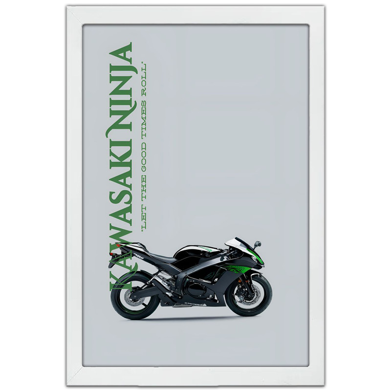 تابلو بکلیت طرح موتور سنگین کاوازاکی Kawasaki ZX-6R مدل W-po1694 فریم سفید