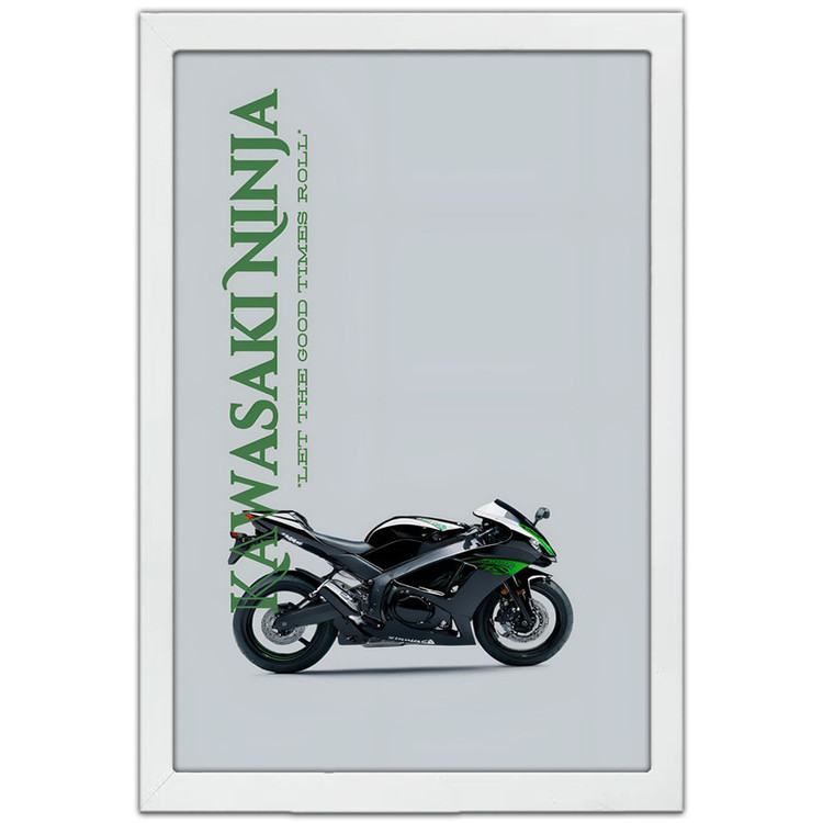 تابلو بکلیت طرح موتور سنگین کاوازاکی Kawasaki ZX-6R مدل W-po1694 فریم سفید