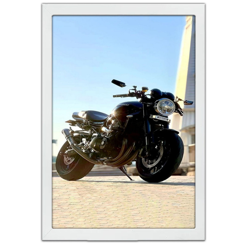 تابلو بکلیت طرح موتور سنگین کاوازاکی Kawasaki Z900 مدل W-po1589 فریم سفید