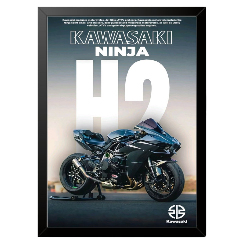 تابلو بکلیت طرح موتور سنگین نینجا کاوازاکی NINJA KAWASAKI H2R مدل b-po1605 فریم مشکی