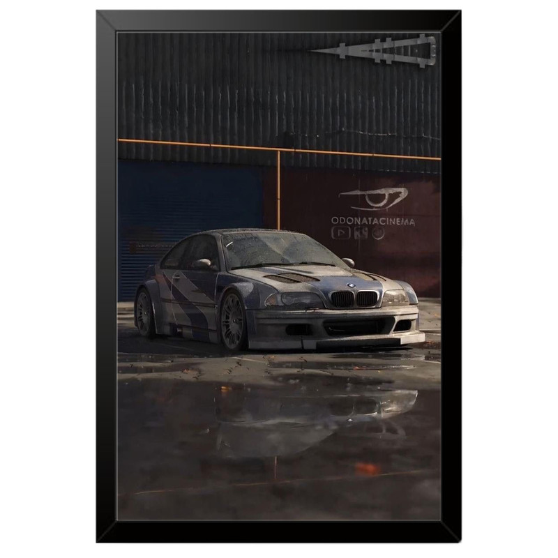 تابلو بکلیت طرح ماشین و خودرو بی ام و BMW M3 GTR NEED FOR SPEED MOST WANTED مدل B-po1948 فریم مشکی