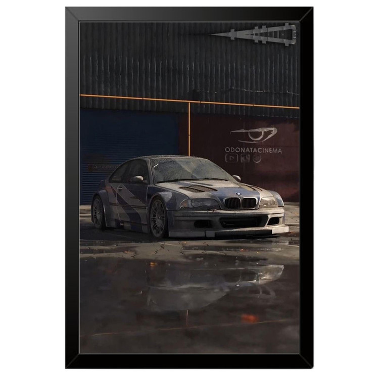 تابلو بکلیت طرح ماشین و خودرو بی ام و BMW M3 GTR NEED FOR SPEED MOST WANTED مدل B-po1948 فریم مشکی