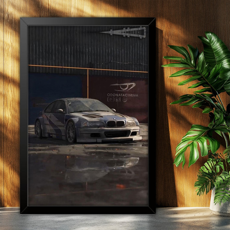 تابلو بکلیت طرح ماشین و خودرو بی ام و BMW M3 GTR NEED FOR SPEED MOST WANTED مدل B-po1948 فریم مشکی