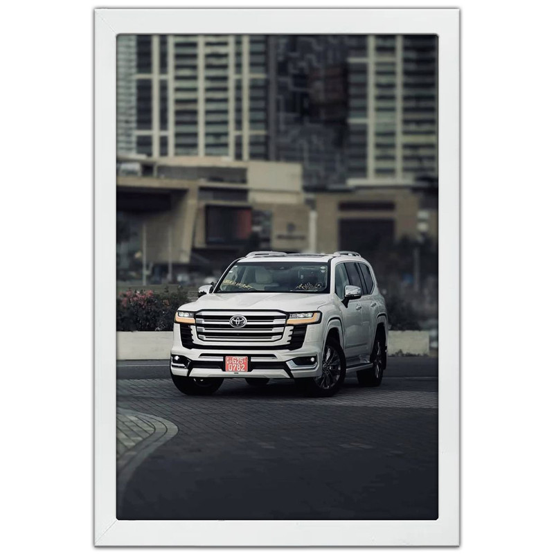 تابلو بکلیت طرح ماشین و خودرو تویوتا لندکروز Toyota LandCruiser مدل W-po1935 فریم سفید