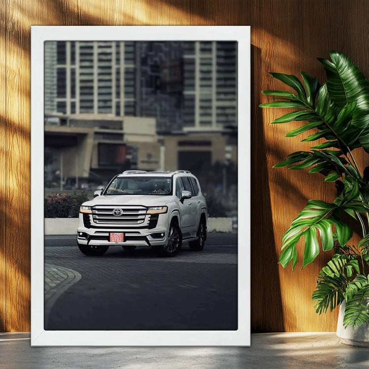 تابلو بکلیت طرح ماشین و خودرو تویوتا لندکروز Toyota LandCruiser مدل W-po1935 فریم سفید