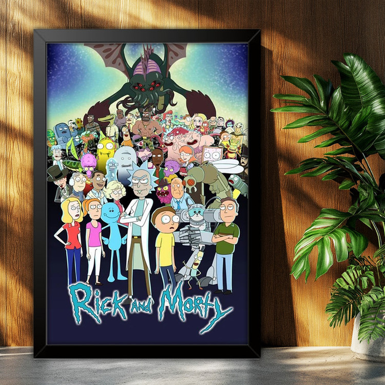 تابلو بکلیت طرح ریک و مورتی Rick and Morty مدل B-po2046 فریم مشکی