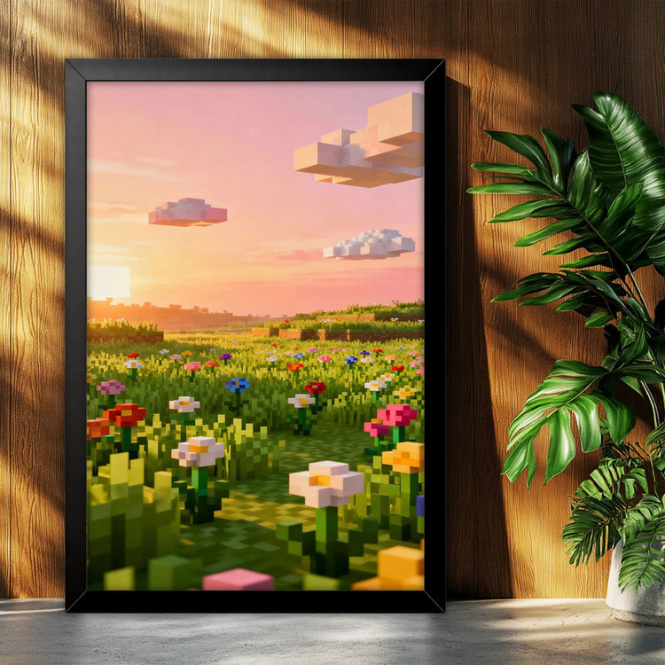 تابلو بکلیت طرح گیمینگ ماینکرفت Minecraft مدل B-po2250 فریم مشکی