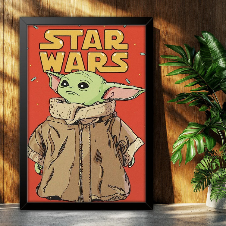 تابلو بکلیت طرح بیبی یودا Baby Yoda (Grogu) مدل B-po2058 فریم مشکی