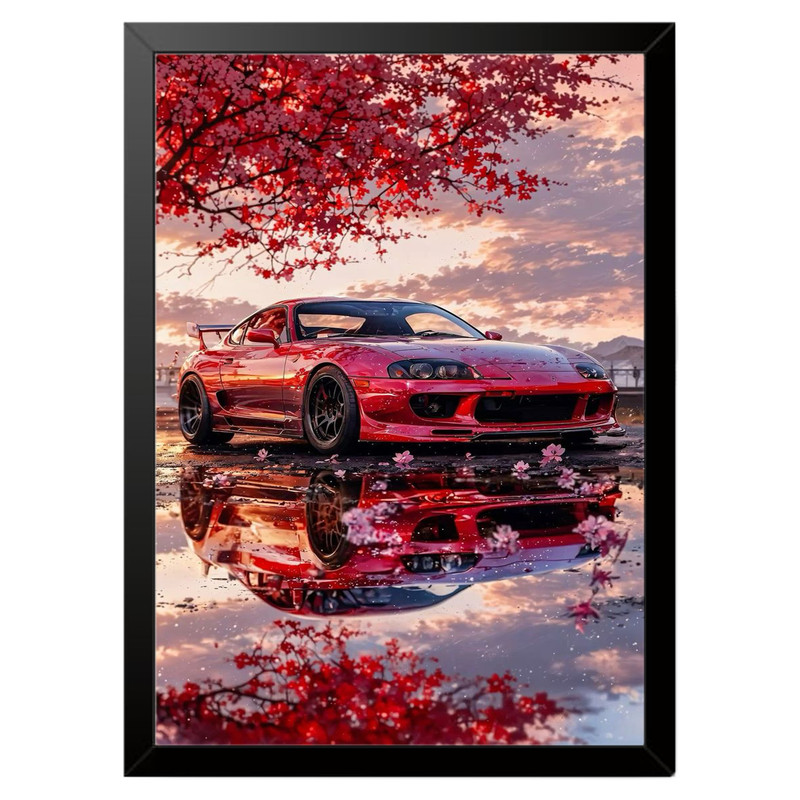 تابلو بکلیت طرح ماشین و خودرو تویوتا TOYOTA SUPRA MK4مدل b-po1616 فریم مشکی