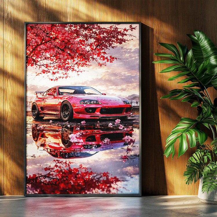تابلو بکلیت طرح ماشین و خودرو تویوتا TOYOTA SUPRA MK4مدل b-po1616 فریم مشکی