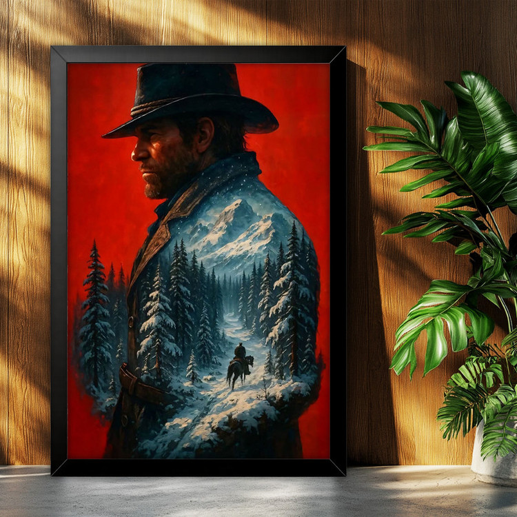 تابلو بکلیت طرح گیمینگ ردد red dead redemption 2 مدل B-po2258 فریم مشکی