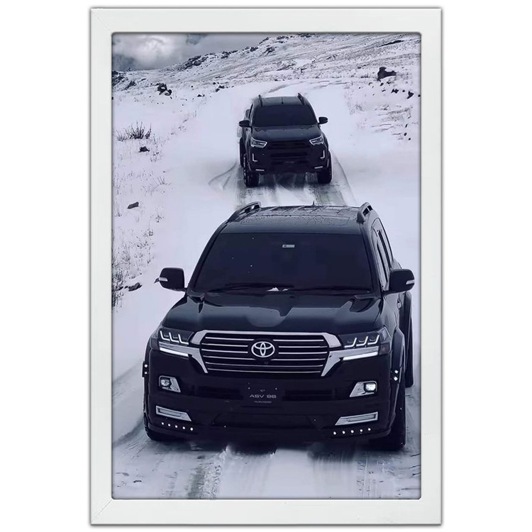 تابلو بکلیت طرح ماشین و خودرو تویوتا لندکروز Toyota LandCruiser مدل W-po1954 فریم سفید