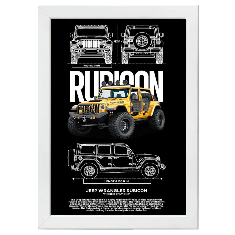 تابلو بکلیت طرح ماشین و خودرو جیپ JEEP WRANGLER RUBICON مدل W-po1562 فریم سفید