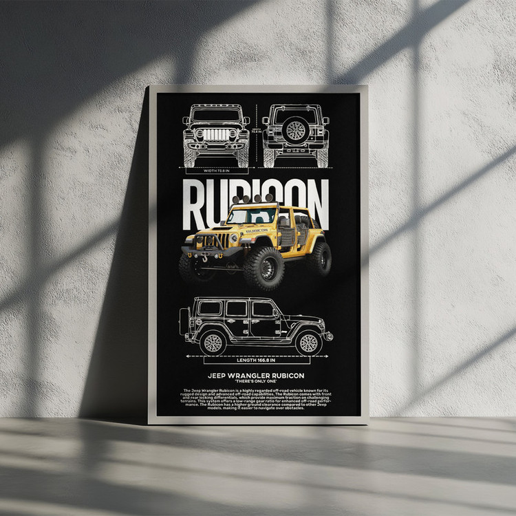 تابلو بکلیت طرح ماشین و خودرو جیپ JEEP WRANGLER RUBICON مدل W-po1562 فریم سفید