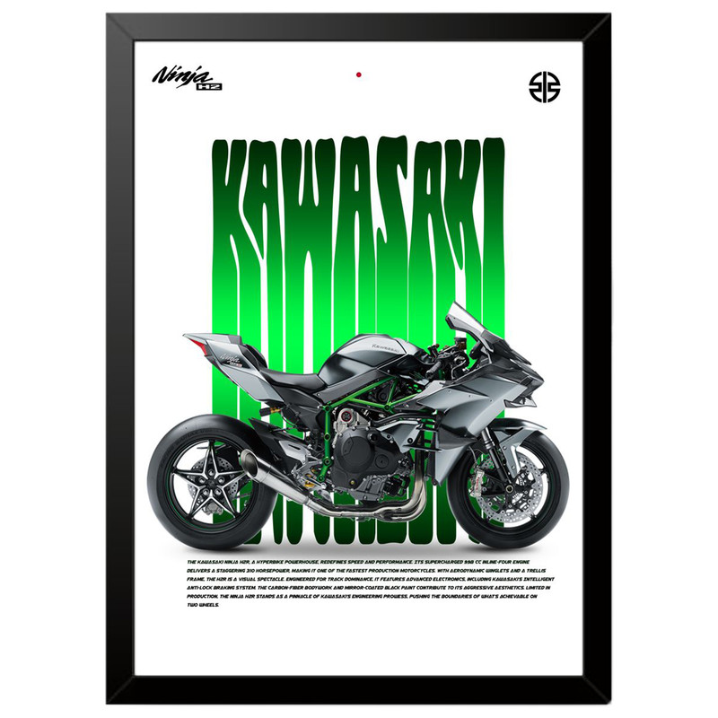 تابلو بکلیت طرح موتور سنگین نینجا کاوازاکی NINJA KAWASAKI H2R مدل b-po1672 فریم مشکی