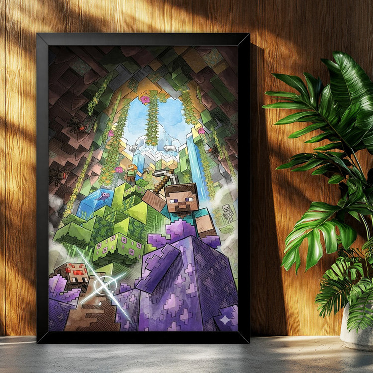 تابلو بکلیت طرح گیمینگ ماینکرفت Minecraft مدل B-po2232 فریم مشکی
