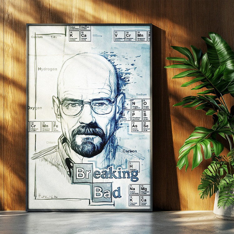 تابلو بکلیت طرح سریال بریکینگ بد شخصیت والتر وایت Breaking Bad Walter White مدل b-po1651 فریم مشکی