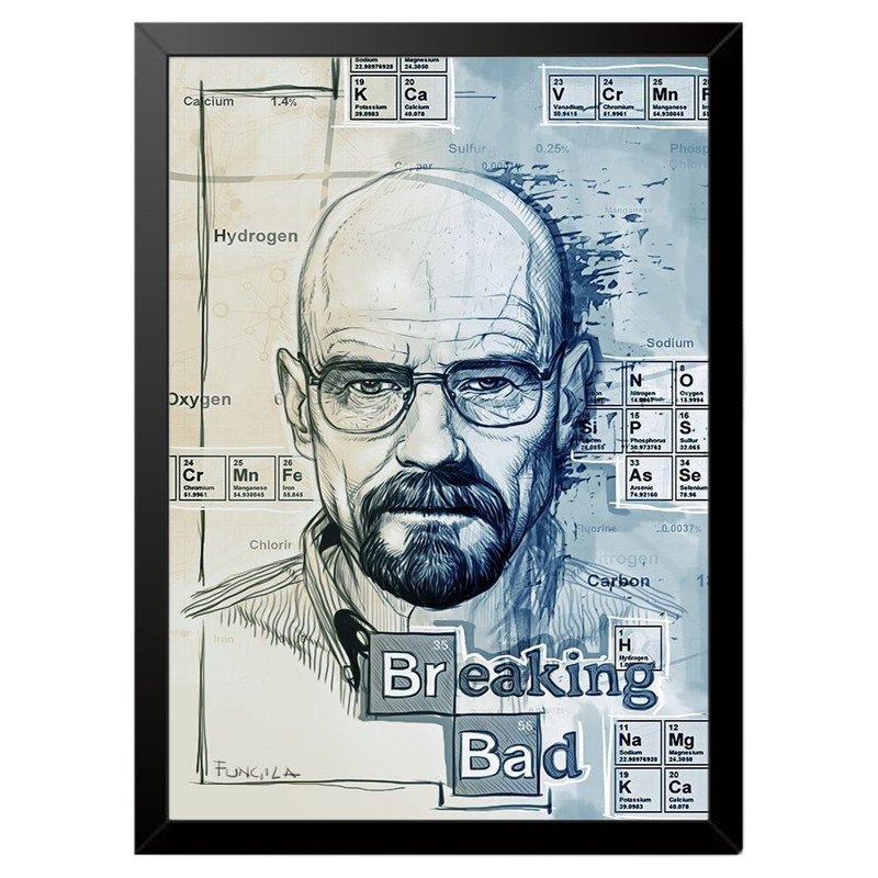 تابلو بکلیت طرح سریال بریکینگ بد شخصیت والتر وایت Breaking Bad Walter White مدل b-po1651 فریم مشکی