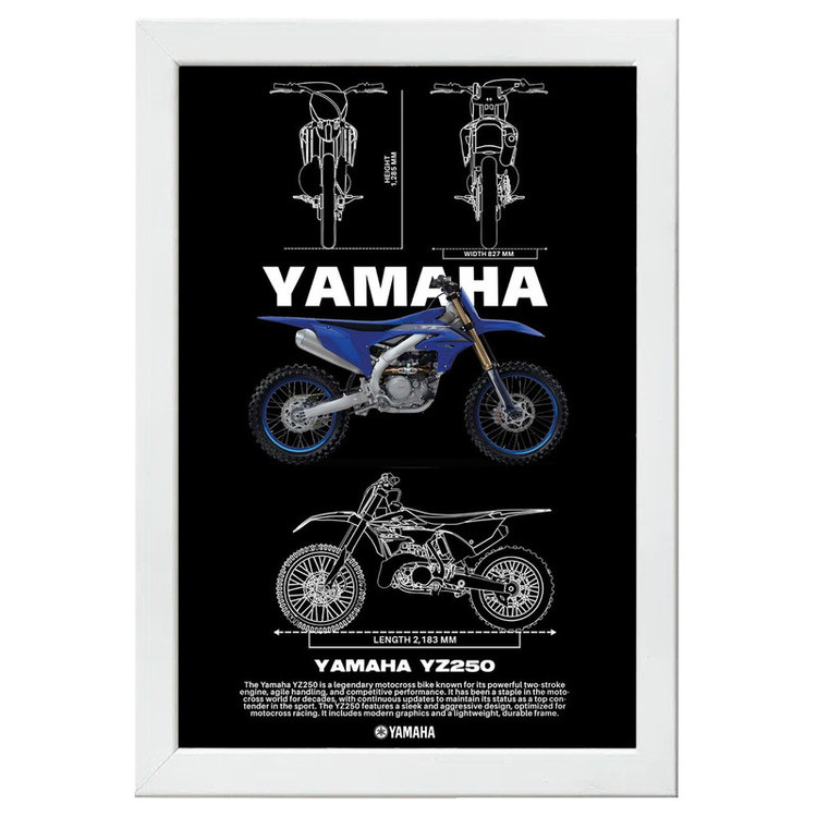 تابلو بکلیت طرح موتور سنگین یاماها YAMAHA YZ250 مدل W-po1548 فریم سفید