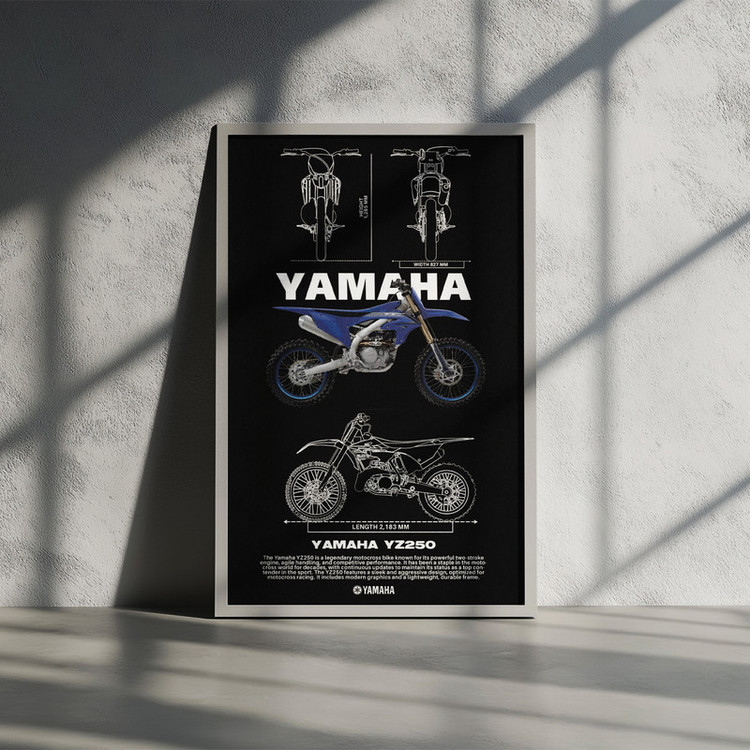 تابلو بکلیت طرح موتور سنگین یاماها YAMAHA YZ250 مدل W-po1548 فریم سفید