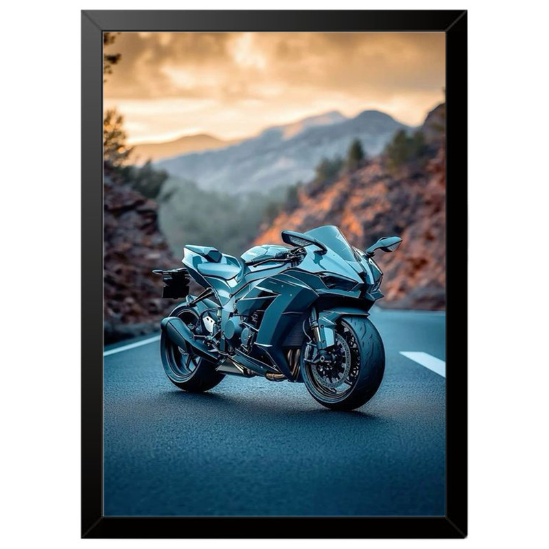 تابلو بکلیت طرح موتور سنگین نینجا کاوازاکی NINJA KAWASAKI H2R مدل b-po1701 فریم مشکی