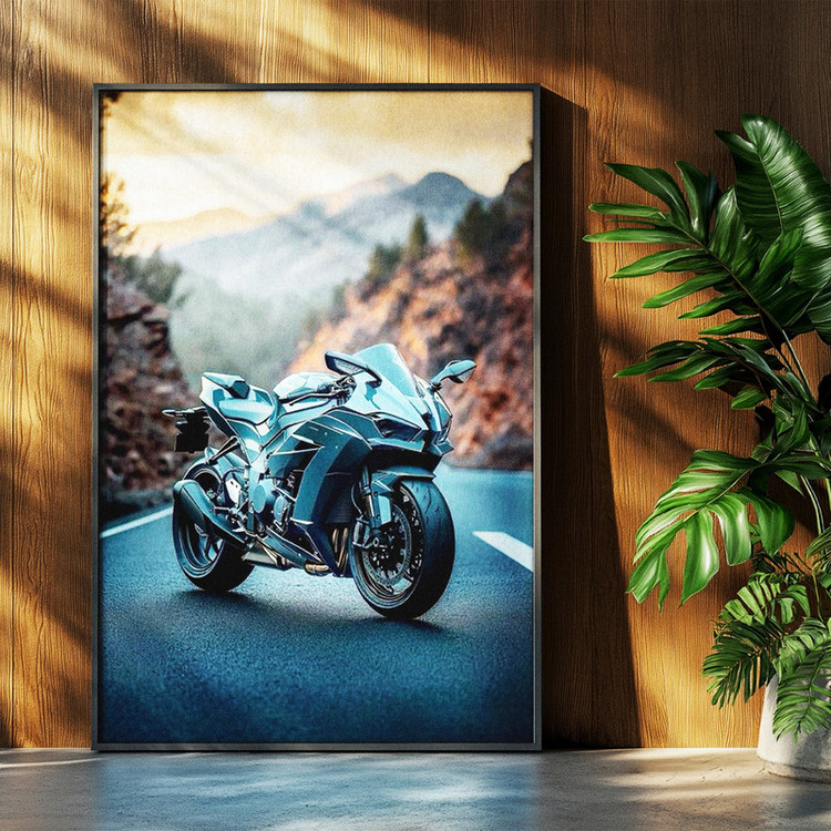 تابلو بکلیت طرح موتور سنگین نینجا کاوازاکی NINJA KAWASAKI H2R مدل b-po1701 فریم مشکی