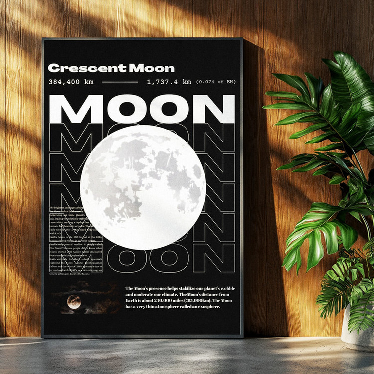 تابلو بکلیت طرح ماه MOON مدل b-po1608 فریم مشکی