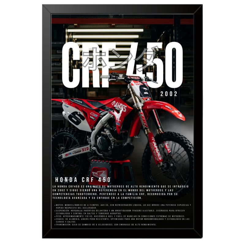 تابلو بکلیت طرح موتور هوندا HONDA CRF450 مدل B-po1889 فریم مشکی