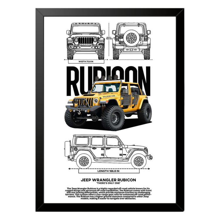 تابلو بکلیت طرح ماشین و خودرو جیپ JEEP WRANGLER RUBICON مدل b-po1558 فریم مشکی