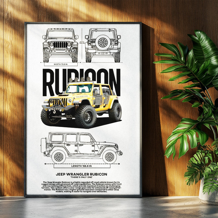 تابلو بکلیت طرح ماشین و خودرو جیپ JEEP WRANGLER RUBICON مدل b-po1558 فریم مشکی