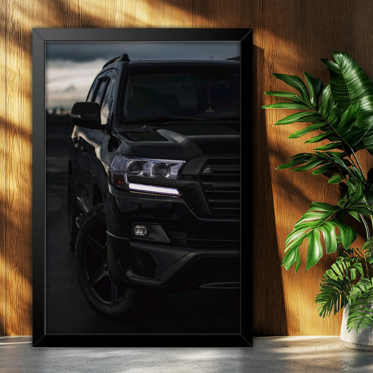 تابلو بکلیت طرح ماشین و خودرو تویوتا لندکروز Toyota LandCruiser مدل B-po1953 فریم مشکی