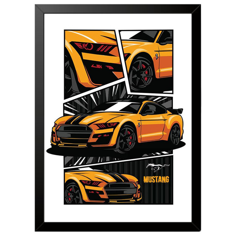 تابلو بکلیت طرح ماشین و خودرو فورد موستانگ FORD MUSTANG GT500 SHELBY مدل b-po1673 فریم مشکی
