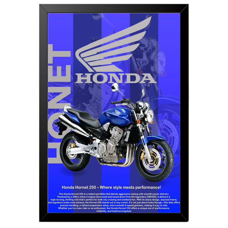 تابلو بکلیت طرح موتور سنگین هوندا مدل Honda Hornet 250 کد B-po1867 فریم مشکی