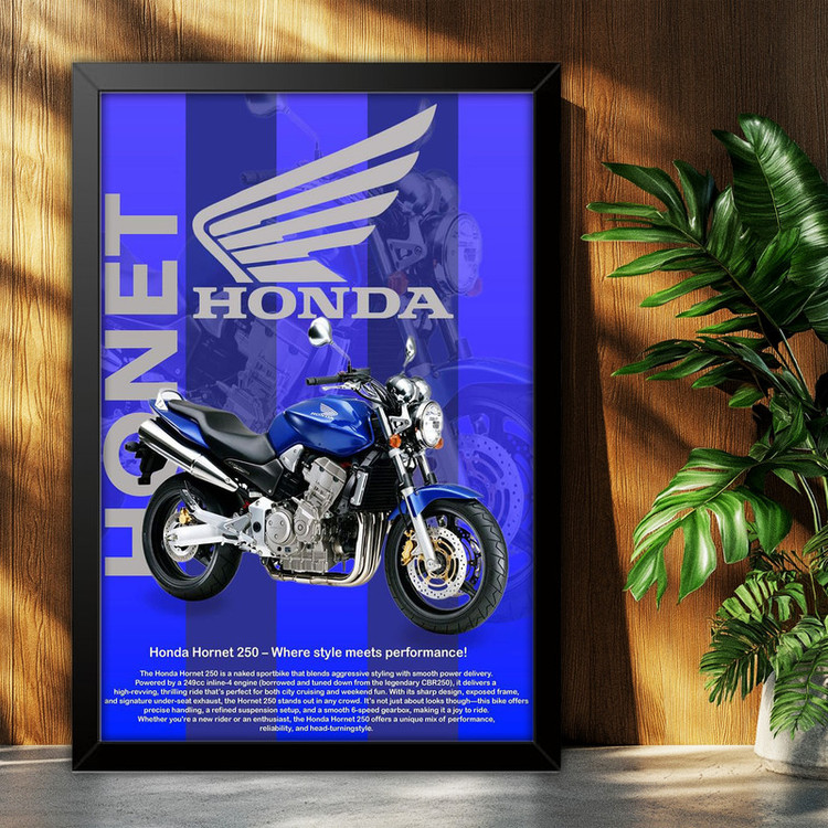 تابلو بکلیت طرح موتور سنگین هوندا مدل Honda Hornet 250 کد B-po1867 فریم مشکی
