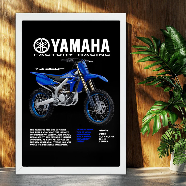 تابلو بکلیت طرح موتور یاماها YAMAHA YZ250F مدل W-po1606 فریم سفید