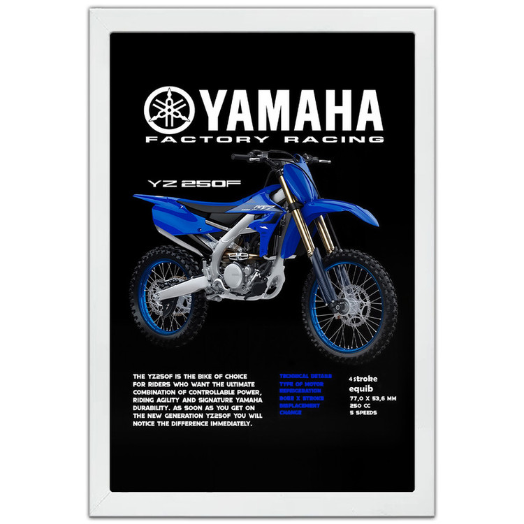 تابلو بکلیت طرح موتور یاماها YAMAHA YZ250F مدل W-po1606 فریم سفید
