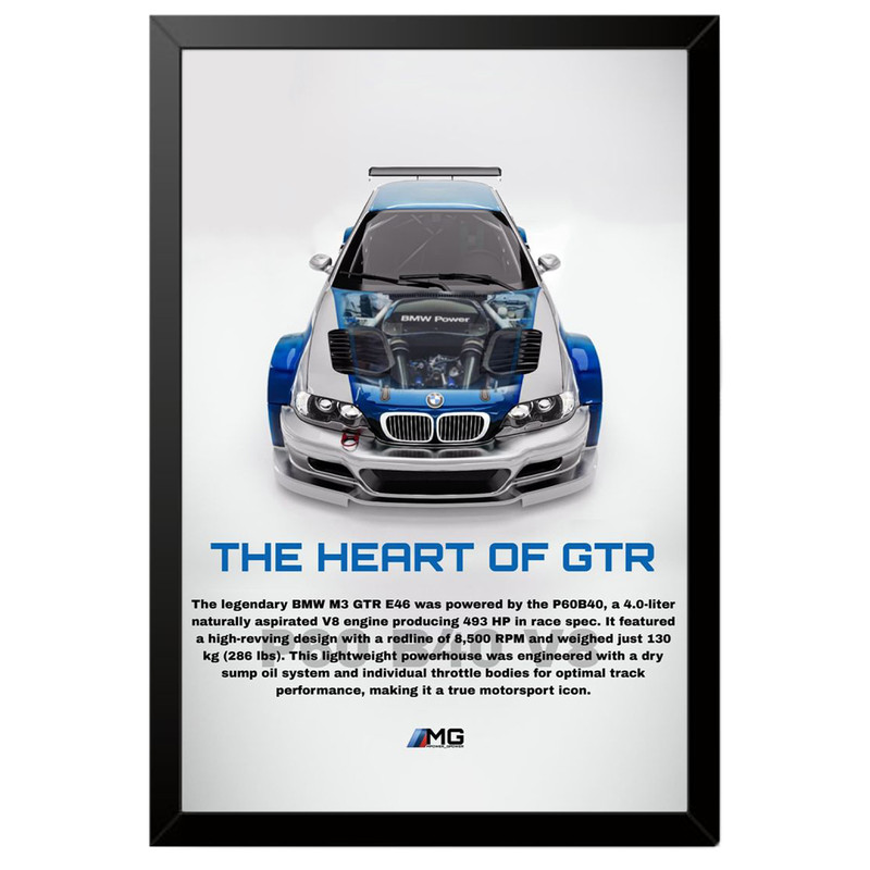 تابلو بکلیت طرح ماشین و خودرو بی ام و BMW M3 GTR NEED FOR SPEED MOST WANTED مدل B-po1891 فریم مشکی
