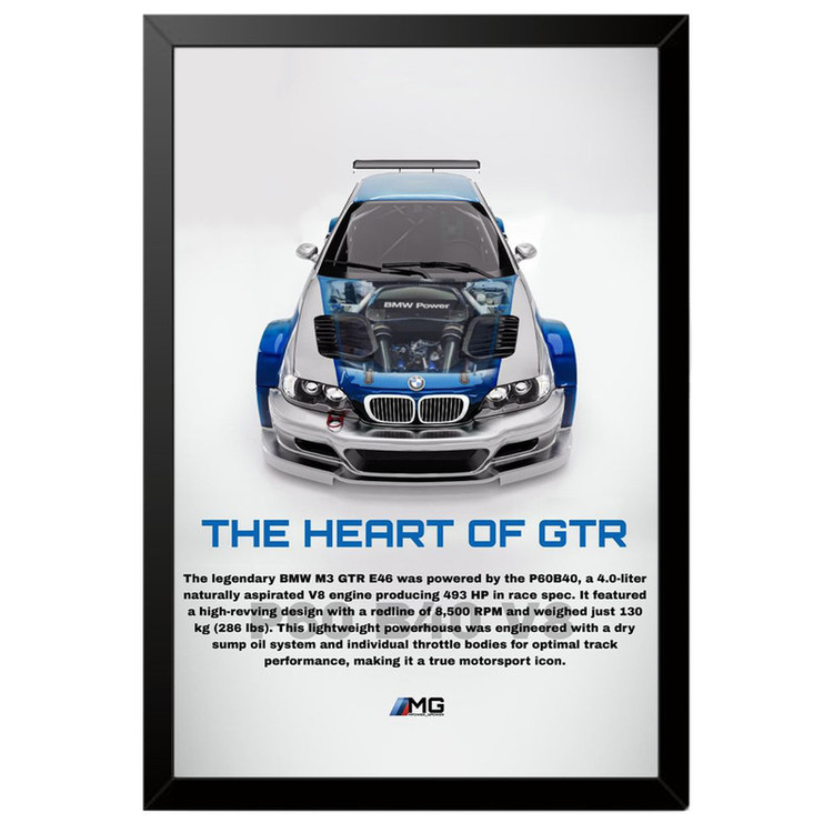 تابلو بکلیت طرح ماشین و خودرو بی ام و BMW M3 GTR NEED FOR SPEED MOST WANTED مدل B-po1891 فریم مشکی